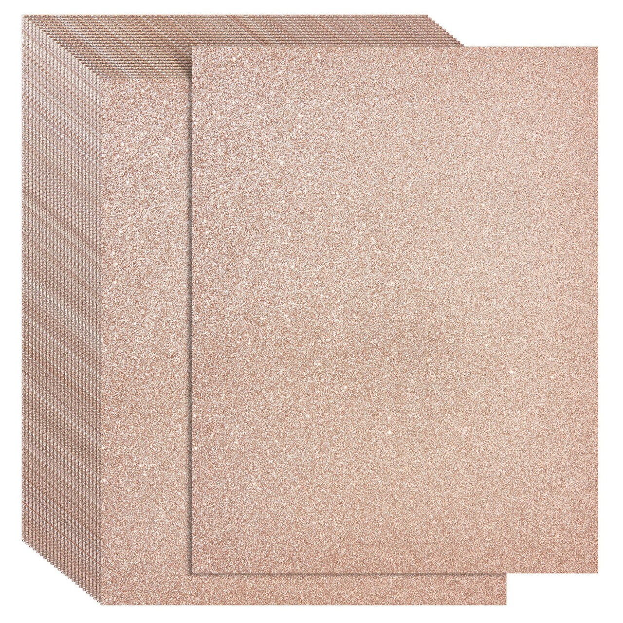 Bright Creations Rose Gold Glitter Cardstock - Printer-Friendly Cardstock Paper - Scrapbooking Paper for Scrapbook Supplies - Heavy Craft Sheets & Glitter Card Stock - 24 Pack, 8.5 x 11 In, 280gsm